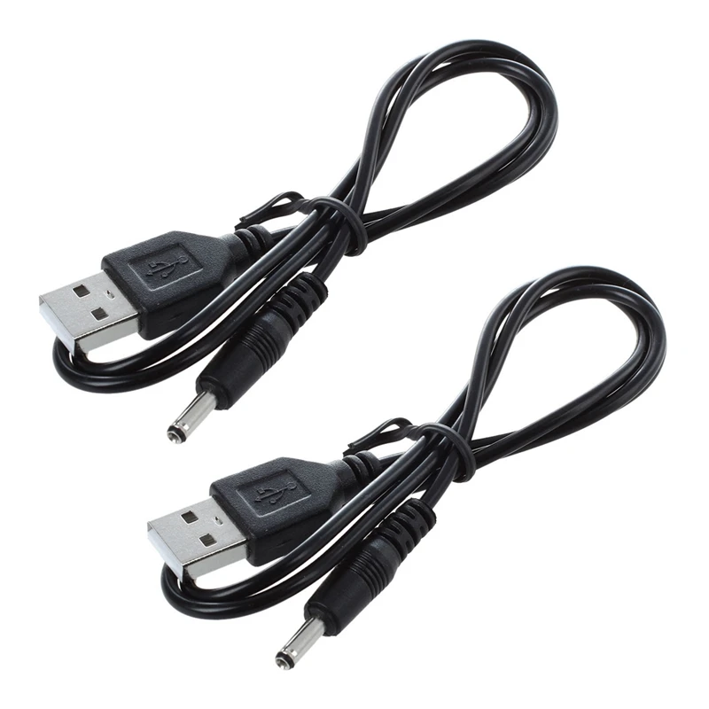 

2Pcs 3.5Mm X 1.3Mm Black USB Cable Lead Charger Cord Power Supply