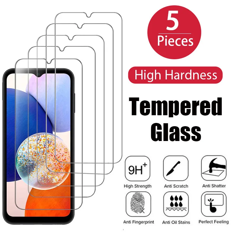 

5Pcs Tempered Glass For Samsung Galaxy A14 A24 A34 A54 A04 Screen Protector For Samsung A52 A52S A13 A33 A53 A73 S23FE A74 Glass