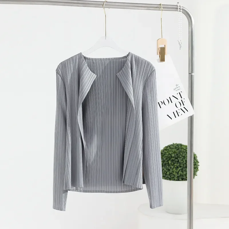 Женское Плиссированное пальто GGHK Miyake новый простой Повседневный Кардиган на