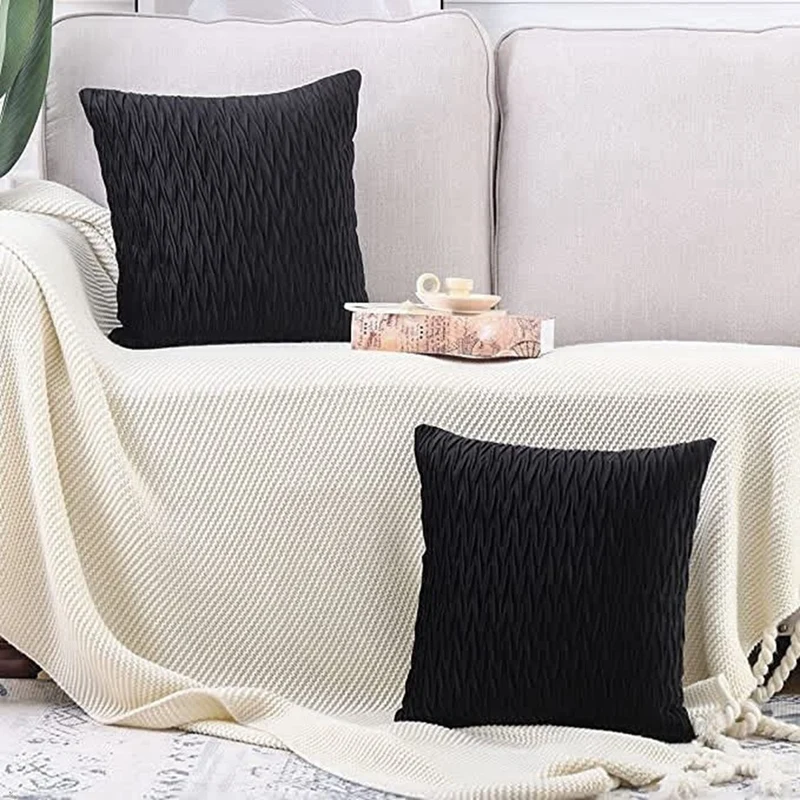 

2 Pcs Super Soft Velvet Decorative Throw Pillow Covers 18X18 Inch with Texture Cushion Case Pillow Shell for Sofa