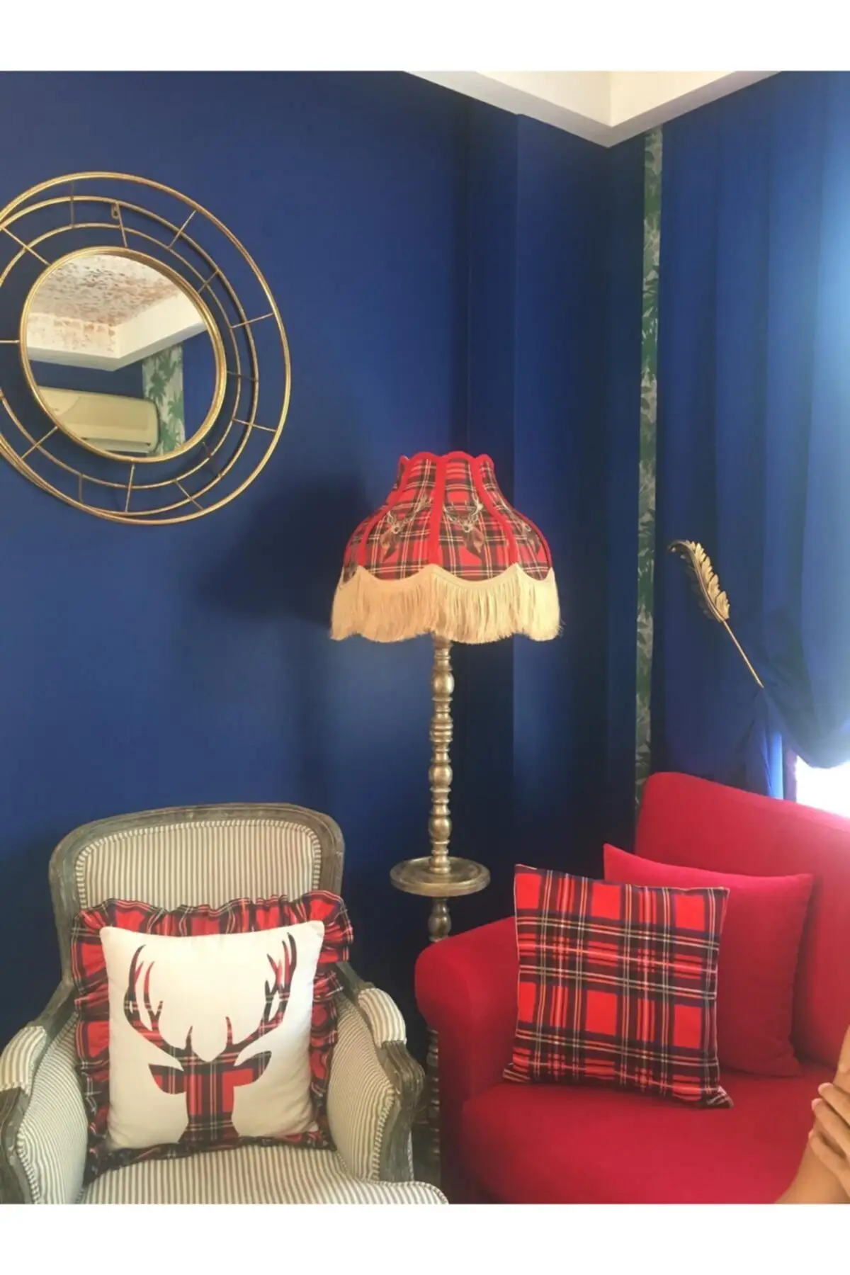 

Напольная Лампа в клетку с дизайном оленя и деревянными ножками (деревянная вращающаяся ножка)