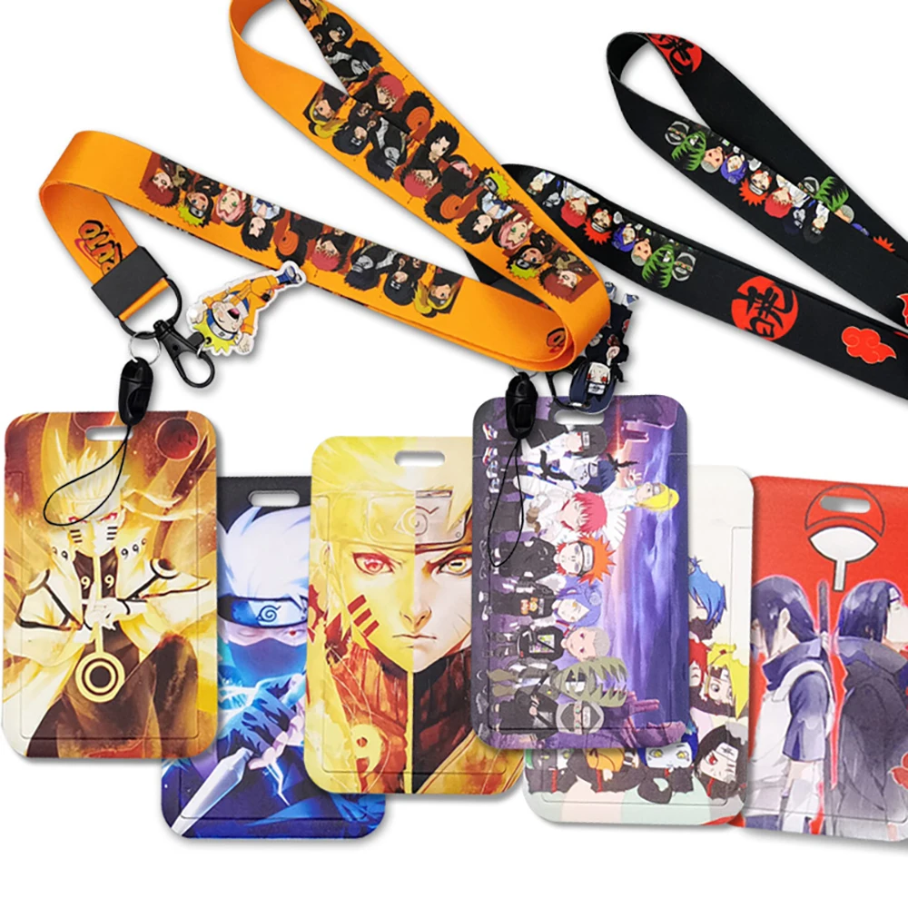 

Anime Naruto Card Cosplay Cartoon Figure Student Campus Card Uzumaki Sasuke ID Card Case Holder Kawaii Lanyard Kids Toys Gifts