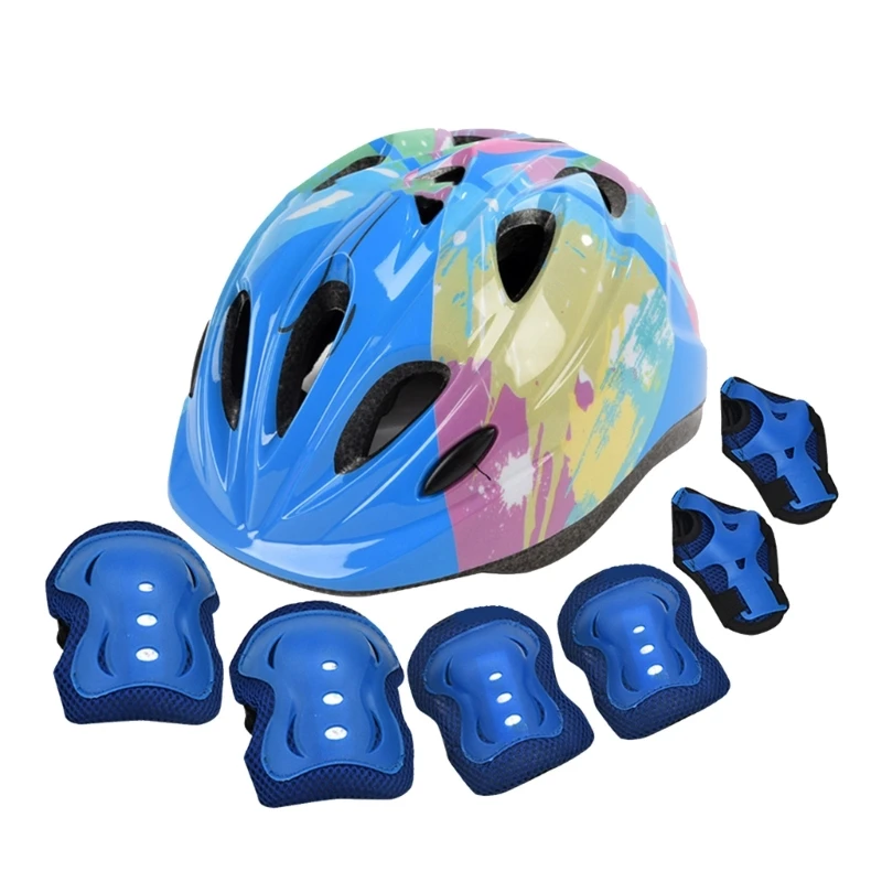

Kids Bike Helmet Pad with Knee Pads Elbow Pads Wrist Guard Protective Gear Set