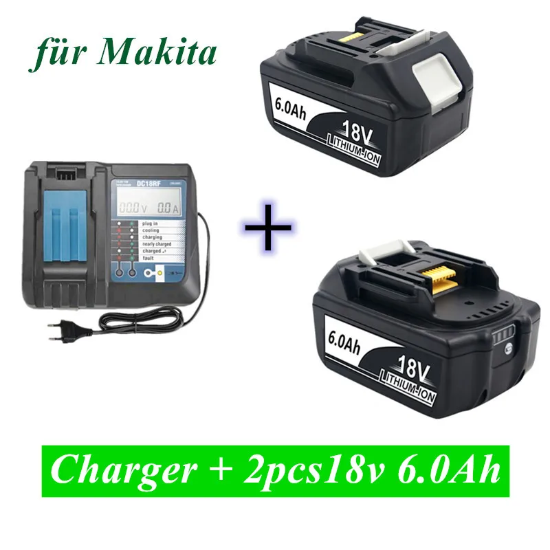 

Original BL1860 Akku 18 V 6000mAh Lithium-ionen für Makita 18 v Batterie BL1840 BL1850 BL1830 BL1860B + 4A Ladegerät