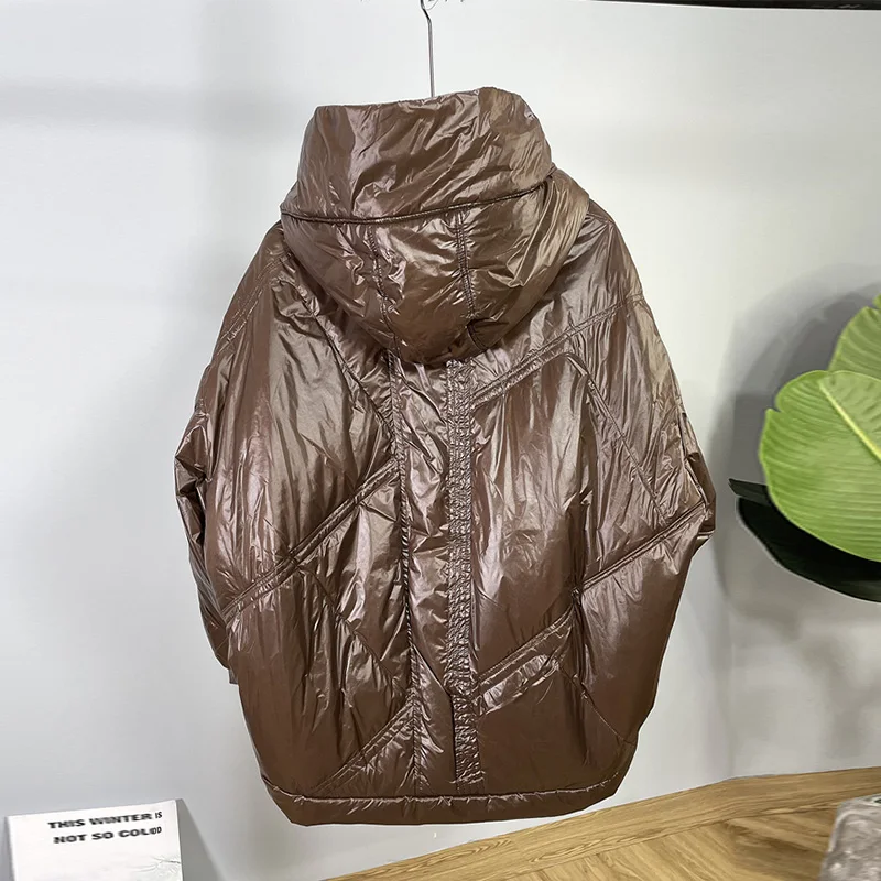 Down Jacket Women's Real Shot 2022 Winter Short Fashion Wild Korean Version Loose Thick White Duck Down Warm Bread Coats Female