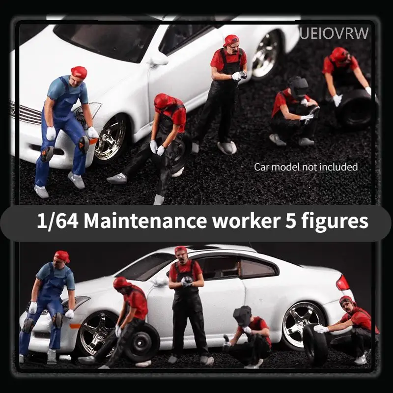 

1/64 Scale 5 Figures Model Car Repair Shop Maintenance Worker Figure Model Scene Display Prop Model Collection Gift Toy