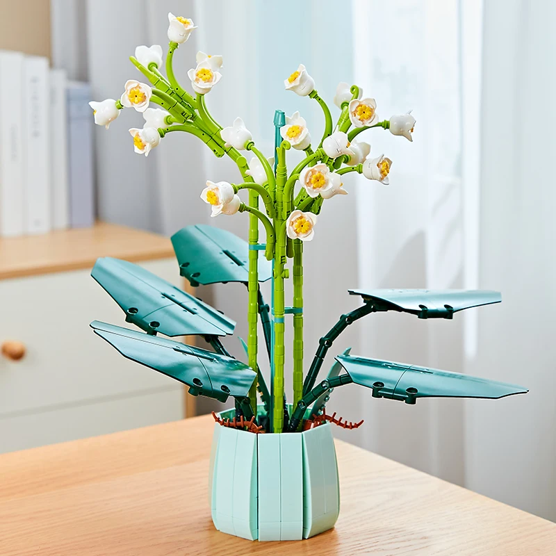 

Совместим с конструктором Lego, цветы, строительные блоки, игрушка, творческая иммертимость, строительные блоки Moc украшение с изображением букета