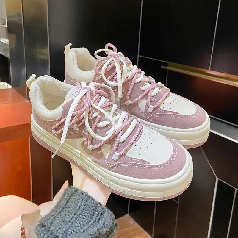 

Feixue Plus Velvet Tennis Shoes Women's Winter 2021 Couple Low-cut Investment Thick-soled Ins Tide Wild Sports Shoes Sneakers