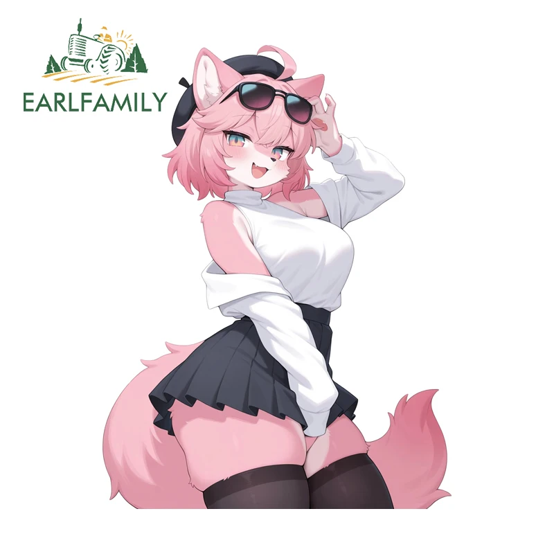 

EARLFAMILY Розовая пушистая красивая наклейка на автомобиль, наклейка на лобовое стекло, водонепроницаемая виниловая наклейка для холодильника, ноутбука, стайлинг автомобиля