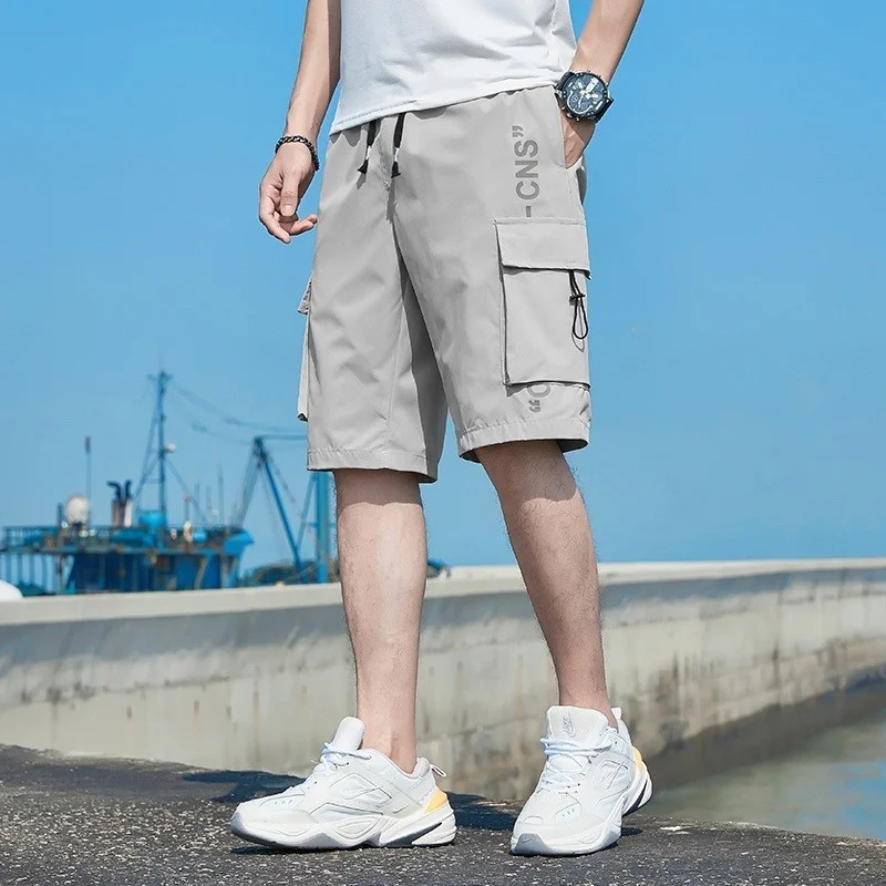 

Work Shorts men wear thin casual pants outside in summer, fashion brand loose sports ice five point shorts