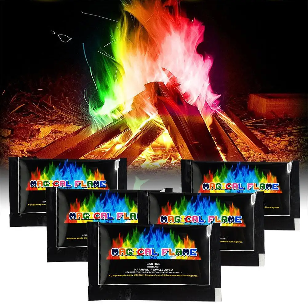 

6pcs Flame Powder Magical Flames Fire Color Changing Packets Party Supplies For Outdoor Fireplaces Fire Pits Bonfires Wholesale