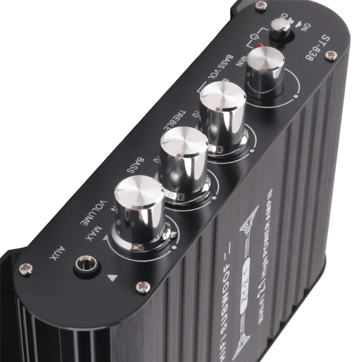 ST-838 усилитель HIFI 2 1 каналов автомобильный MP3 мини-усилитель AUX вход регулировка