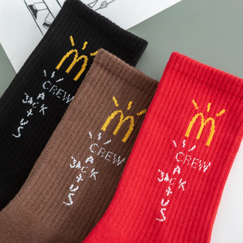 

Women's Socks Harajuku Retro Travis Cott Crew Cactus Jack Fun Socks Street Hip Hop Fashion Sports Basketball Socks