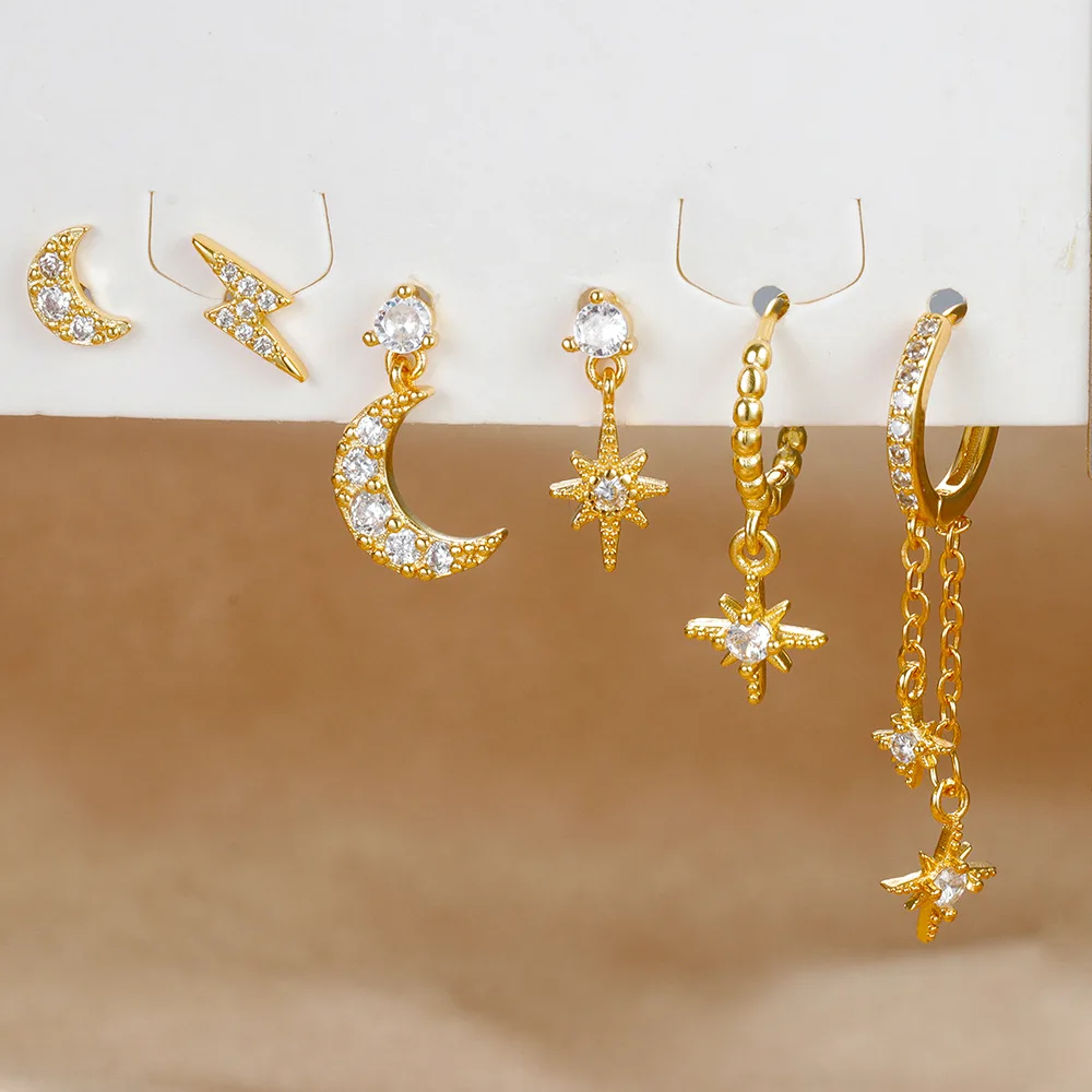 Серьги-кольца женские круглые с цирконием 2 шт.