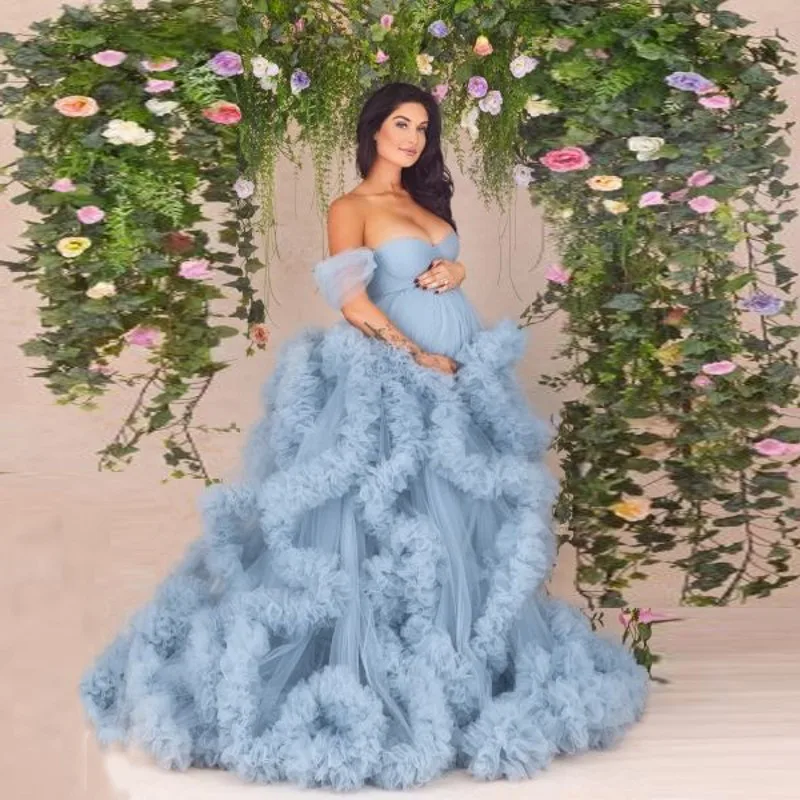 

Sexy Sweetheart Maternity Dresses For Photoshoot Lush Sleeveless Photography Pregnancy Women Dresses Layered Babyshower