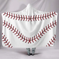 hooded blanket baseball stitching softball sports first base strike one baseball print mom dad colorful throw custom mad