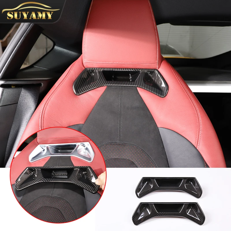 Auto Styling ABS Carbon Fiber Car Seat Headrest Cover Decoration Sticker For Toyota GR Supra A90 2019-2022 Interior Accessories