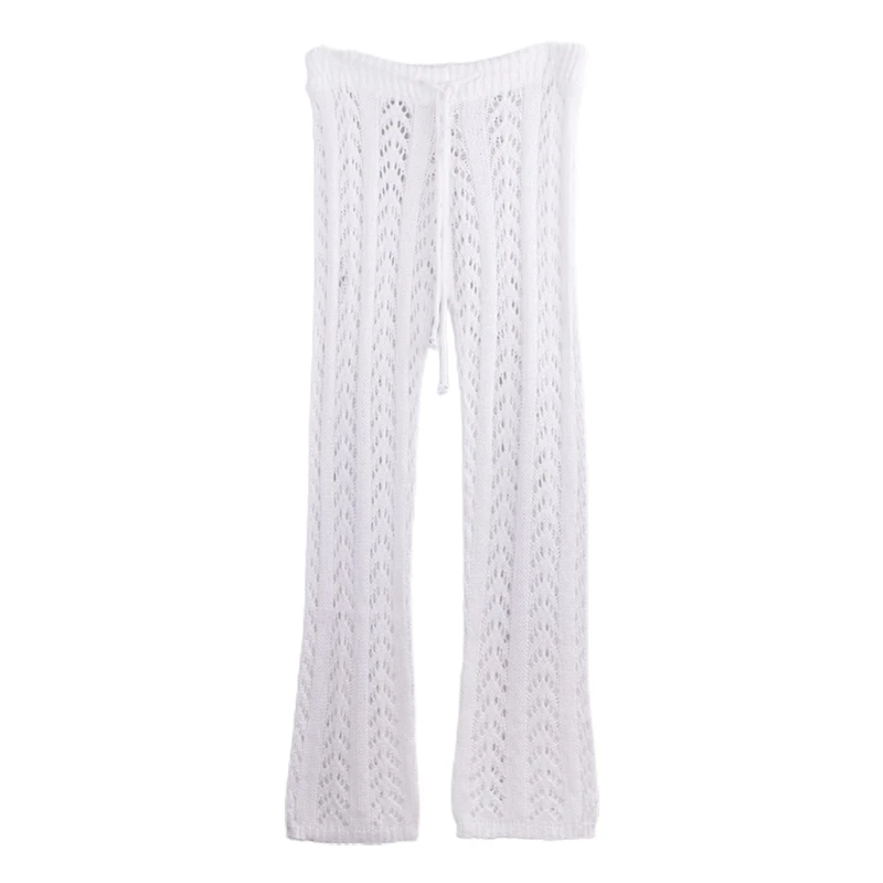 

Women Sexy Crochet Swim Pants Hollow Out Mesh Swimsuit Cover Up Beach Trousers