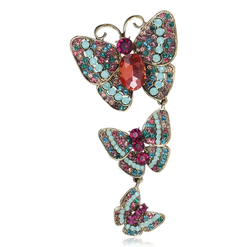

Creative Selling Three Butterfly Vintage Brooch Alloy Diamond