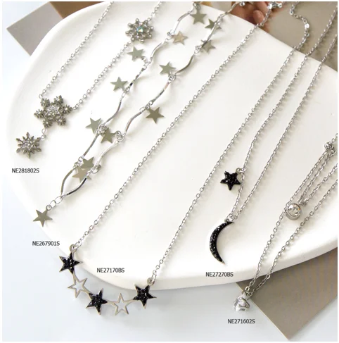 

2022 Necklace for Women Star Necklace Silver Color Chain Stainless Steel Jewelry cadena de plata колье на шею