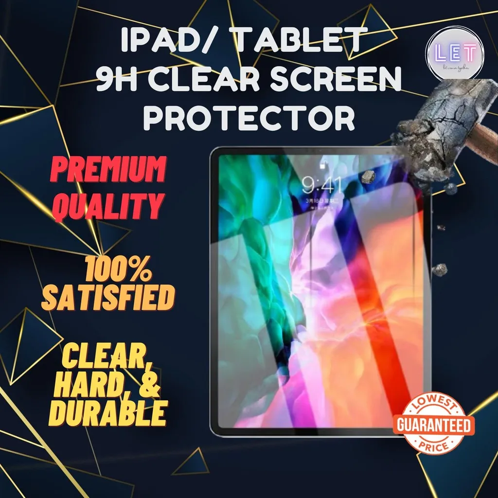 

NEW [IPAD/ALL TABLET SERIES] PREMIUM 9H Clear Tempered Glass Screen Protector Full Tab Pad Matepad SamsungTab Ipad Air
