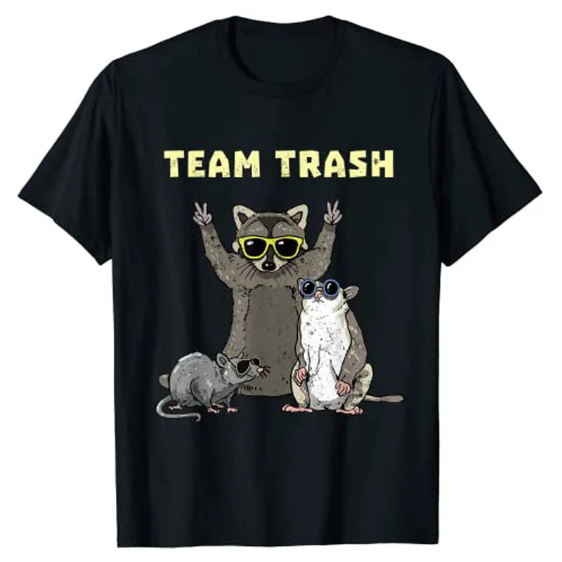 

Team Trash Opossum Raccoon Rat, Funny Animals Garbage Gang T-Shirt Aesthetic Clothes Graphic Tee Tops Cute Mouse Print Outfits