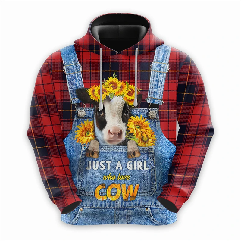 Забавные толстовки с рисунком коровы для мужчин модные осенние милые детские