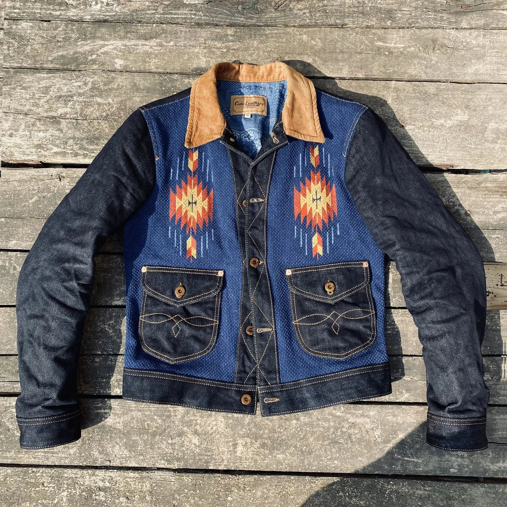 S017 Cidu Азиатский размер Индиго вышивка винтажный высококачественный супер