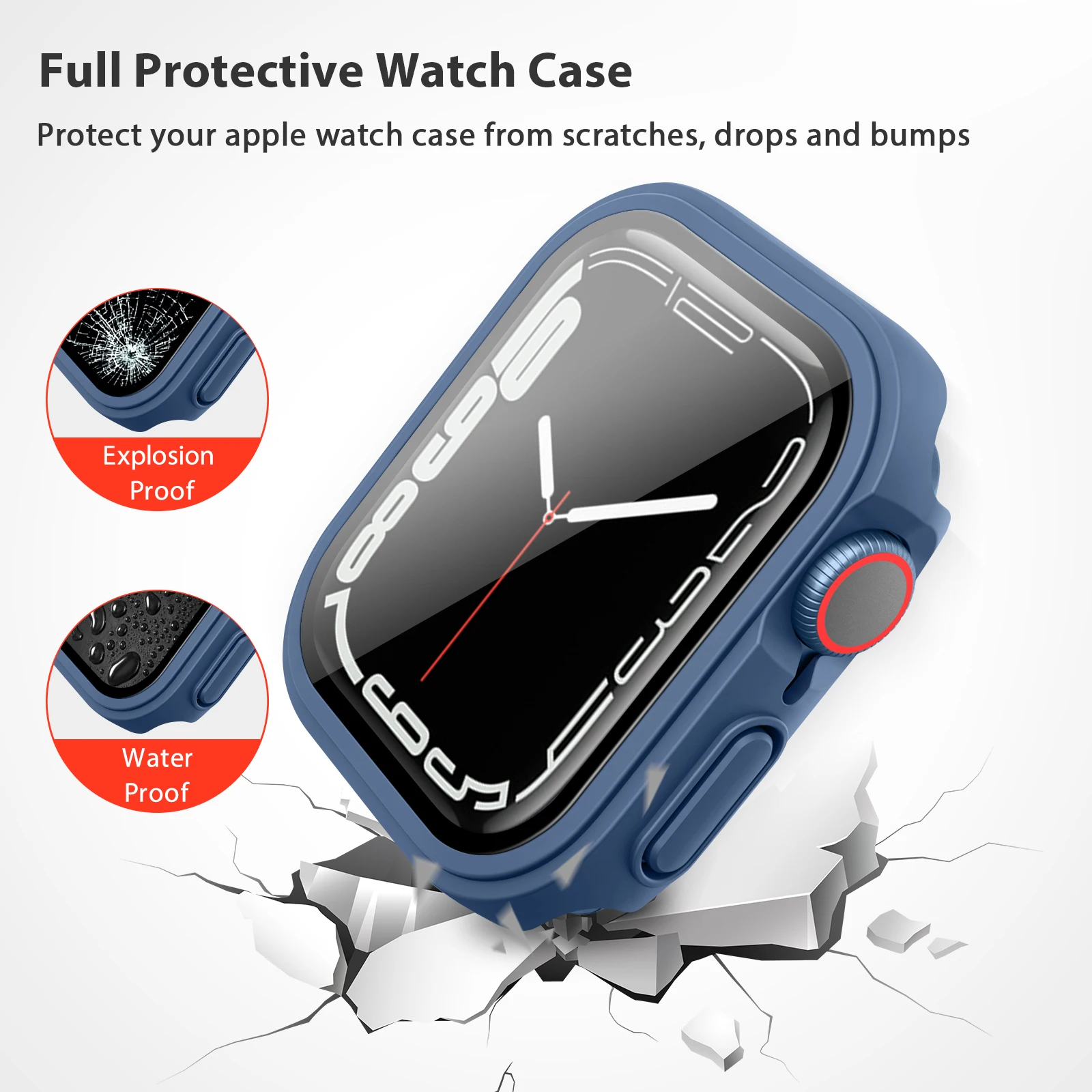 New Double Layer Protective Case For Apple Watch serise 7 6 5 4 SE Cover + Screen Protector Glass For iWatch 41mm 40mm 44mm 45mm