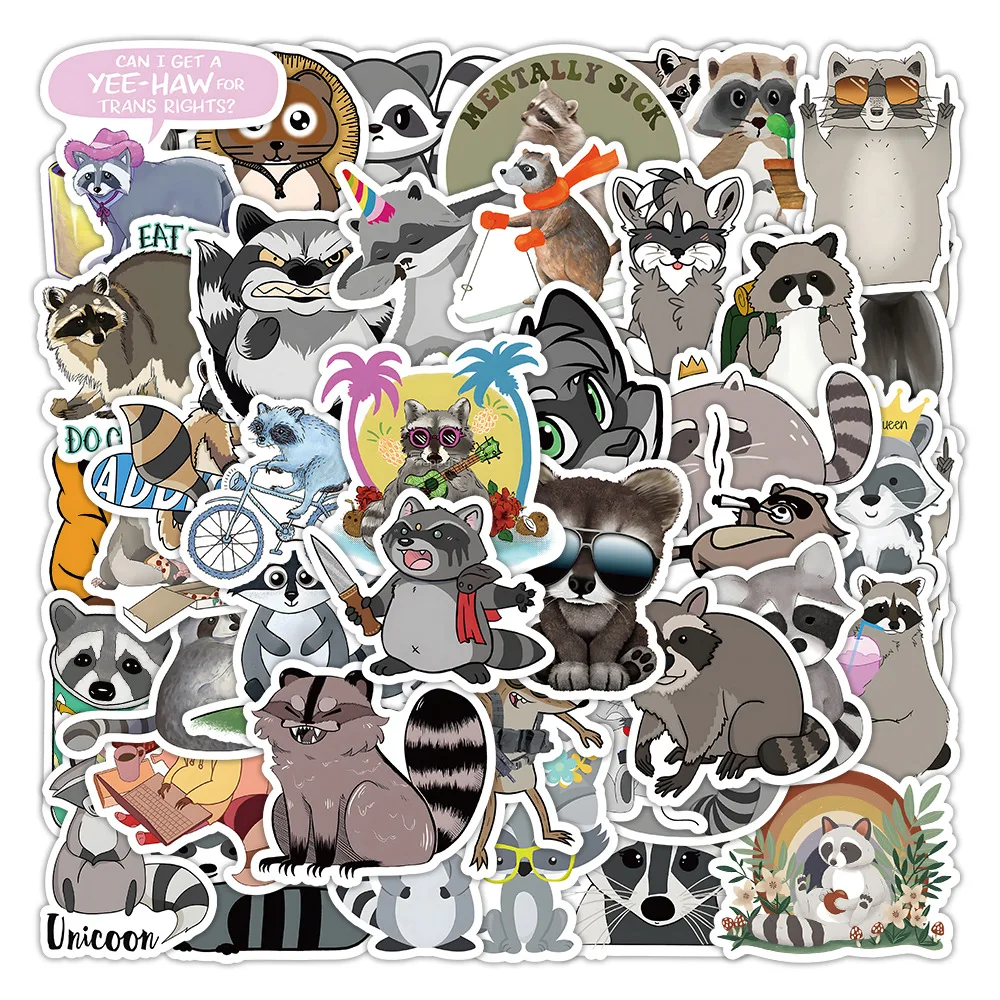 

Cute Cartoon Raccoon Stickers Stationery Notebook Car Laptop Kids Toys Cool Gadgets Kids' Luggage Water Bottle Room Decor Wall