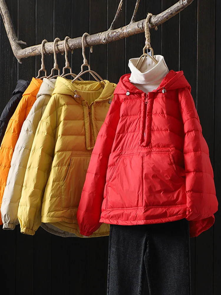 

Winter Oversize Duck Down Coat Women Hoodies Casual Quilted Warm Pocket Puffer Jacket Autumn Basic Parkas ED1851