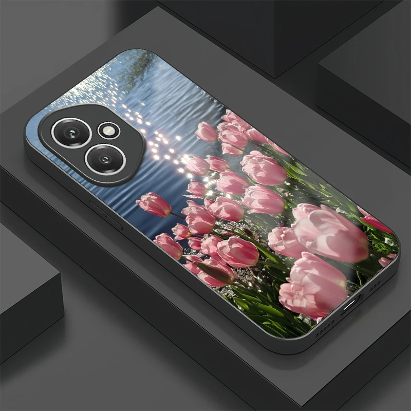Фото Чехол для телефона с цветочным узором тюльпана для Huawei Honor 400 Lite 90 70 50 Lite 30 20 20S 300 Pro 200 Smart Tempered Glass Cover №1