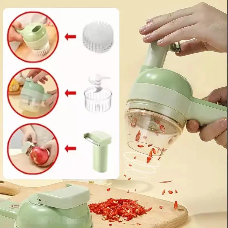 

Multifunctional Slicer Electric Kitchen Accessories Fruit and Vegetable Cutter Meat Grinder Garlic Cutter USB Wireless Charging