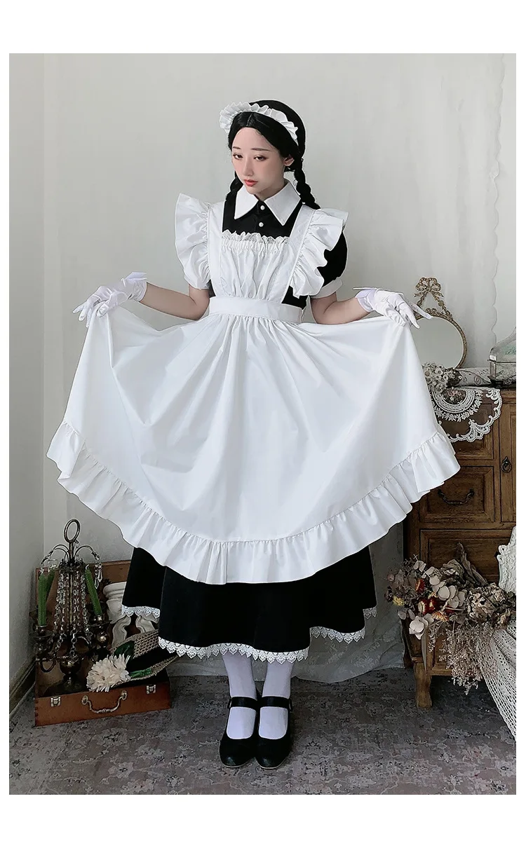 

Traje de sirvienta de Anime para mujer, dama de Vestido largo de la corte francesa, traje de Lolita, disfraz de Cosplay