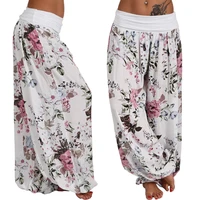 2022 women ladies fashion casual indian style pants floral baggy loose comfy long high waist harem pants new trousers plus size