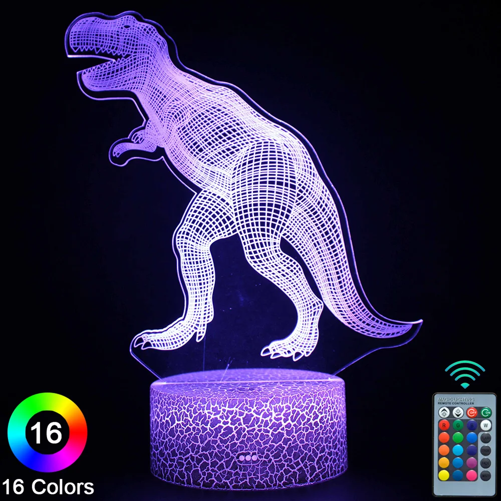 

Динозавр, светодиодный 3D ночник, сенсорный пульт дистанционного управления, новинка, настольная лампа, декор для комнаты, Рождественский по...