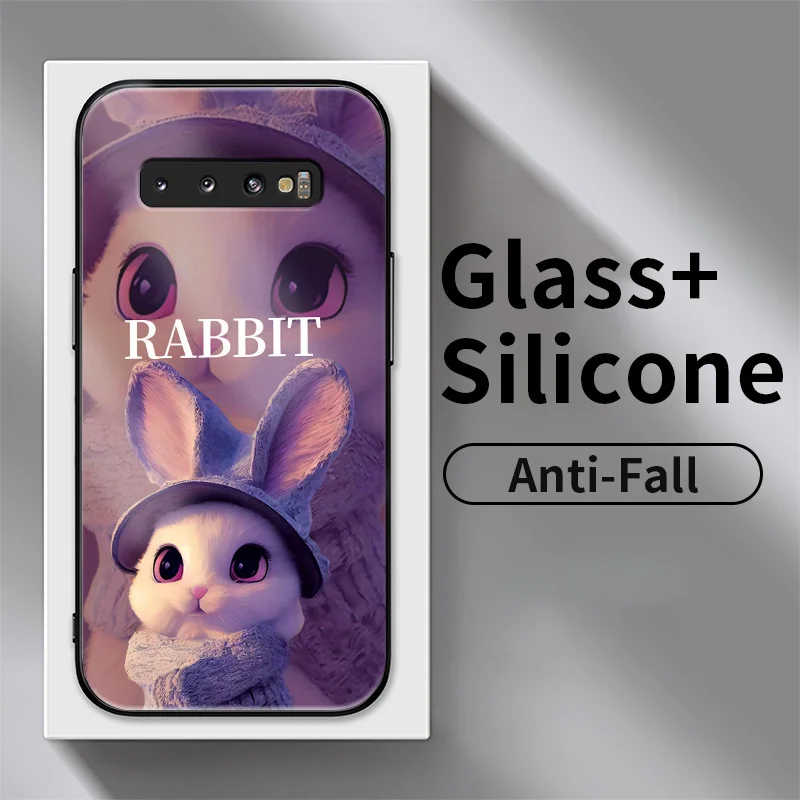 

Glass Phone Case for Samsung Galaxy S10 S10E S10 Lite S10 Plus S11E S20 FE S20 Ultra S21 Cases Witary Longer Rabbit