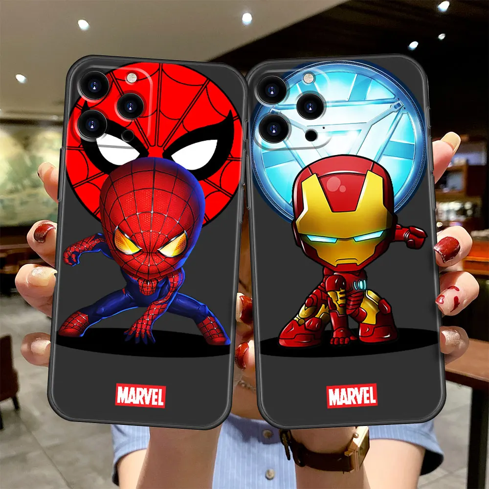 

Phone Soft Case Funda for iPhone SE 7 XS XR 8 Plus 11 12 13 Pro Max 6 5S iPhon 11pro 12pro Marvel IronMan Spiderman Cell Trend