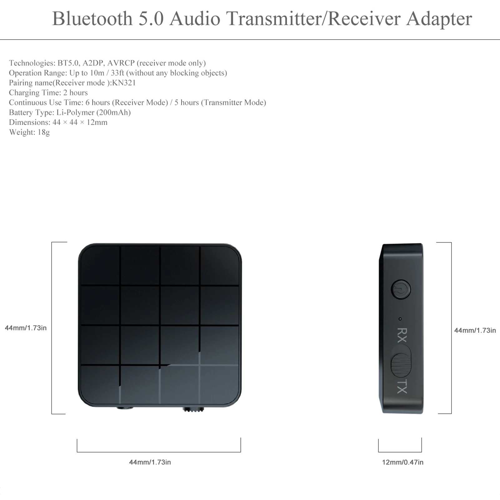 Wireless Audio Adapter Small And Portable BT 5.0 Audio Receiver Transmitter 2-in-1 Wireless Audio Adapter For TV PC Car Or Home images - 6