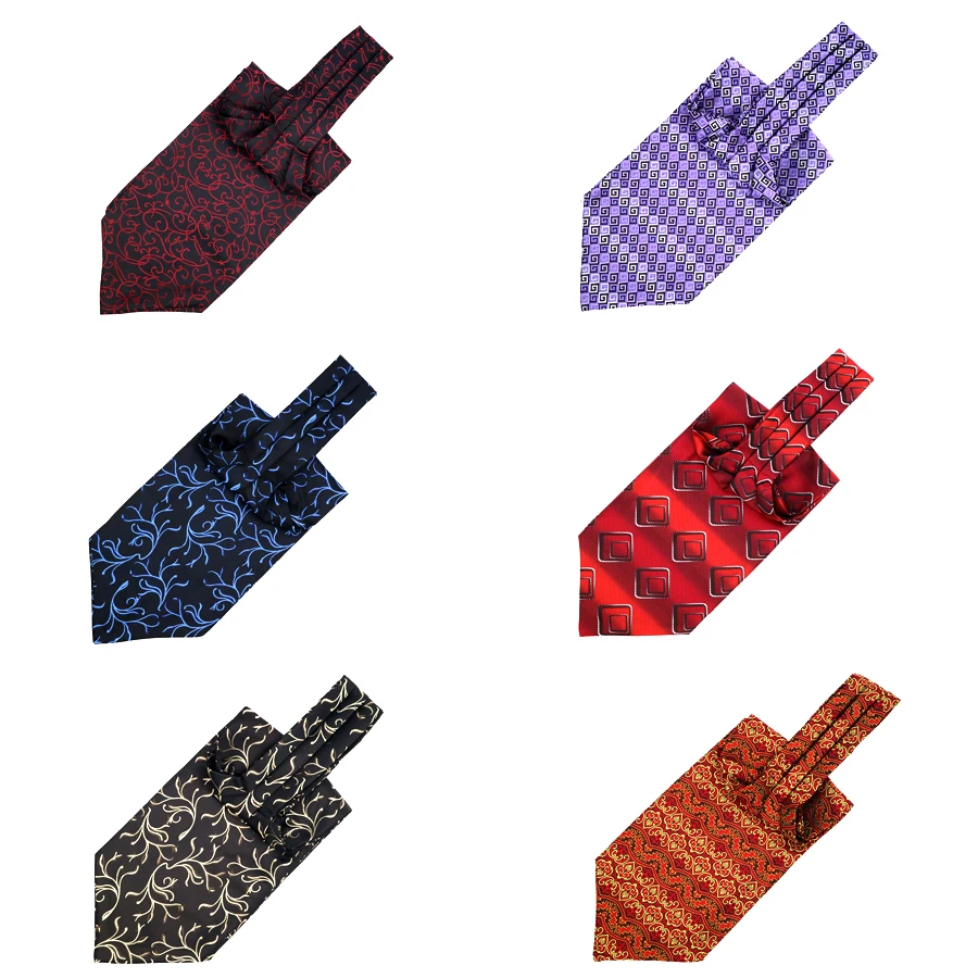 

Мужской галстук Ascot черный синий красный цветочный галстук Ascot галстук джентльмен самозавязывающийся шелковый галстук для мужчин
