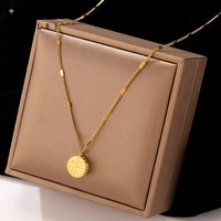 oyjr lucky pendant necklace chinese style blessing pendants double sided gold color chain choker collar girl jewelry accessories