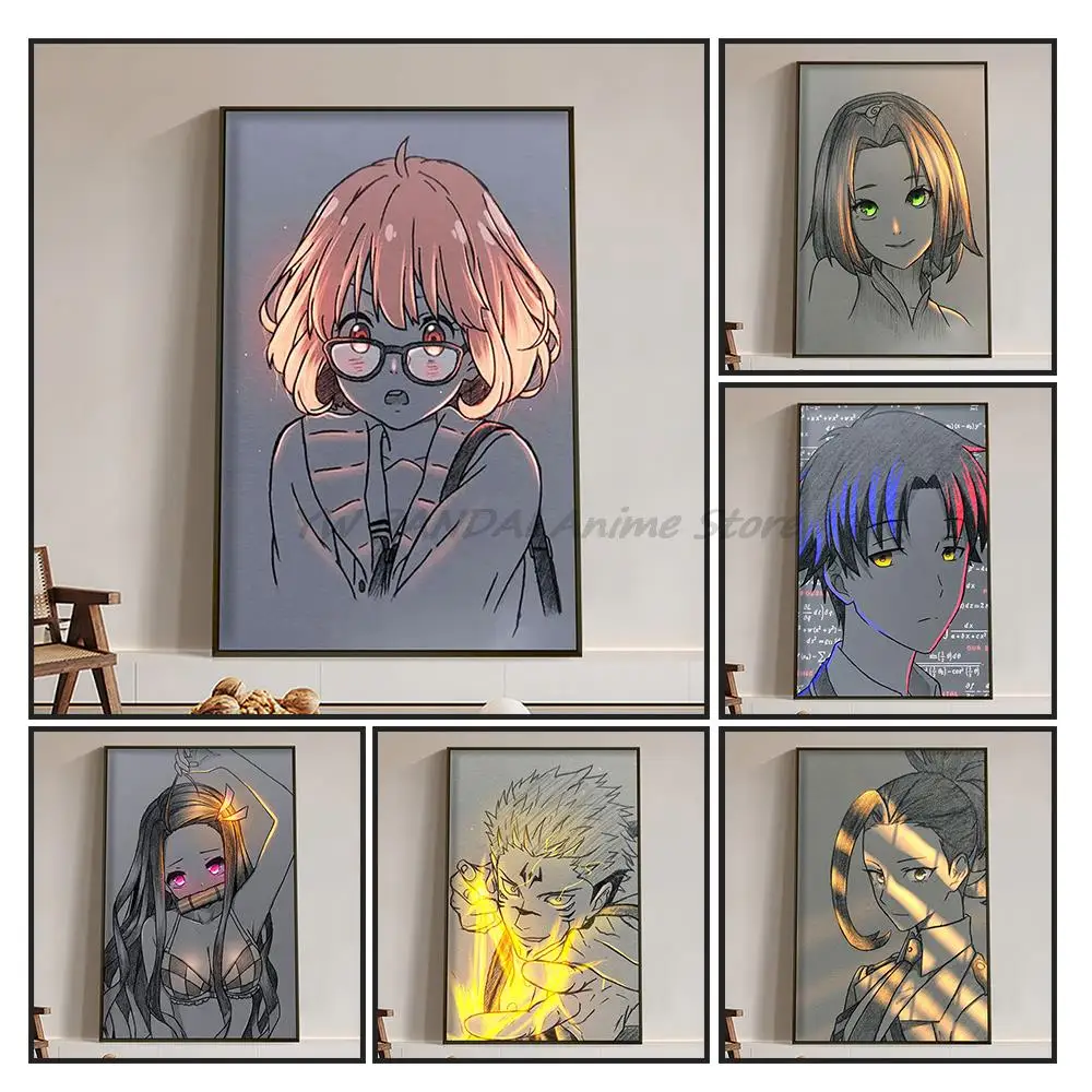 

Japanese anime figure Canvas paintings Prints Beautiful girl nezuko aesthetic poster Pictures Room Decoration Cuadros Para Salon