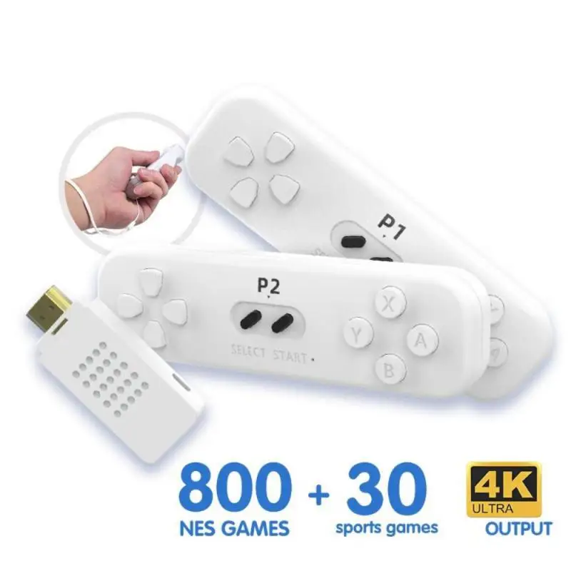 2.4G Retro Game Sticks Mini Wireless Somatosensory Built In 800+ NES Games Game Console 4K Game Controller Support 2 Players
