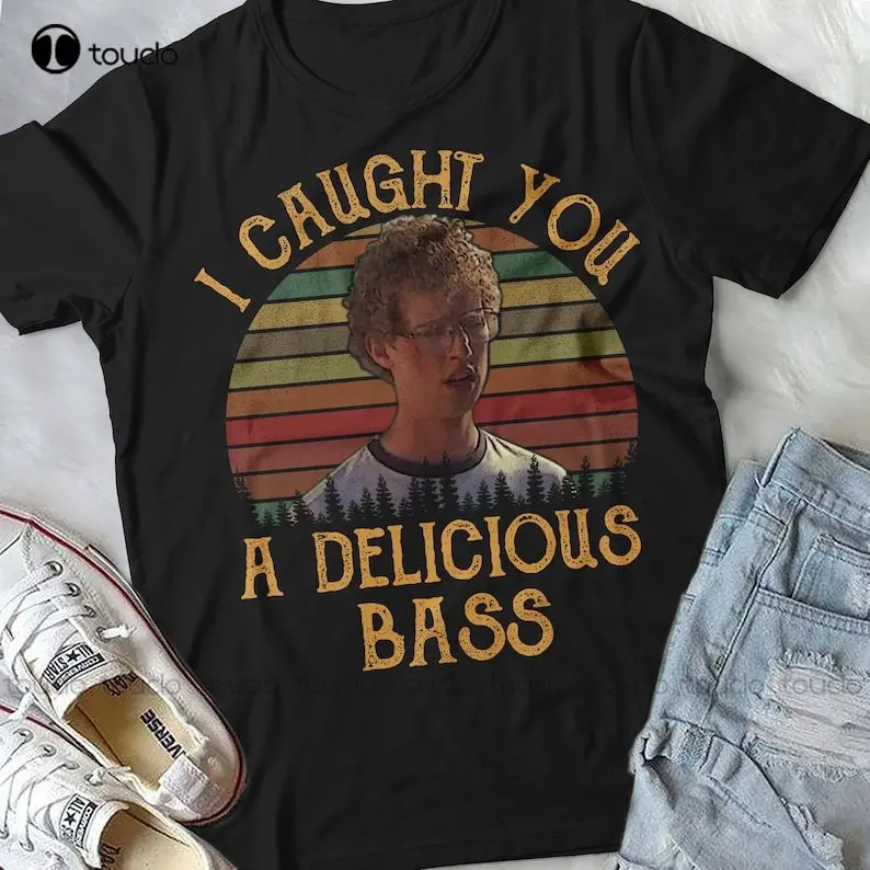 

I Caught You A Delicious Bass Sunset Retro Vintage Shirt Digital Printing Tee Shirts Funny Art Streetwear Cartoon Tee Xs-5Xl