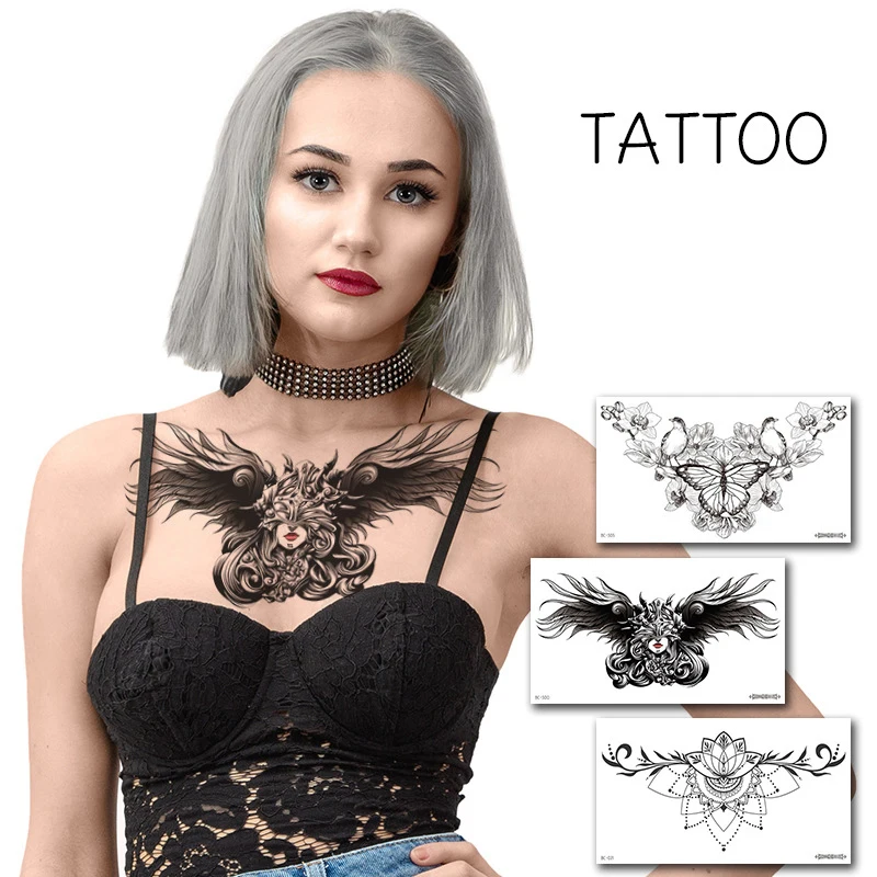

Водостойкая Временная тату-наклейка на грудь, подмышек, цветок, боди-арт на руку, искусственная тату для женщин