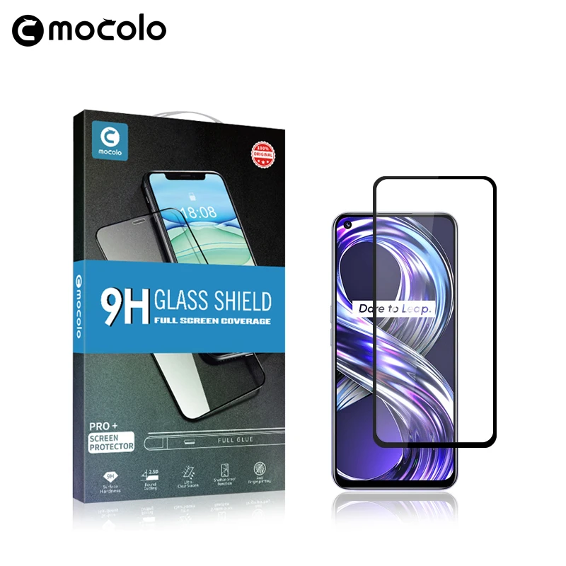 

for Realme 8i 7i Screen Protector Mocolo Full Glued Adhesive Tempered Glass Film for Realme 7 8 8 PRO 5G Screen Protector