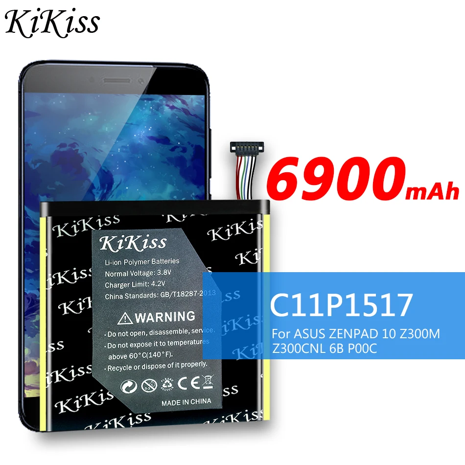 

Аккумулятор KiKiss C11P1517 большой емкости 6900 мАч для ASUS ZENPAD 10 Z300M Z300CNL 6B P00C, аккумулятор для планшетного ПК