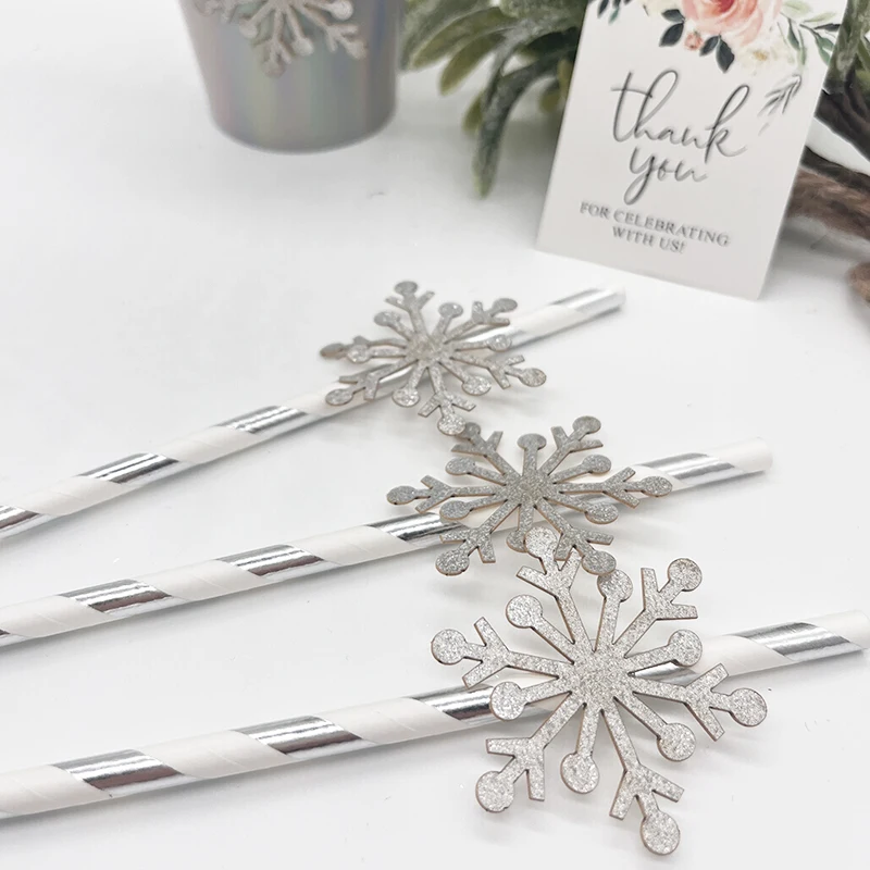 10 кусочков снежной соломы Рождественская вечеринка Украшения Одноразовая