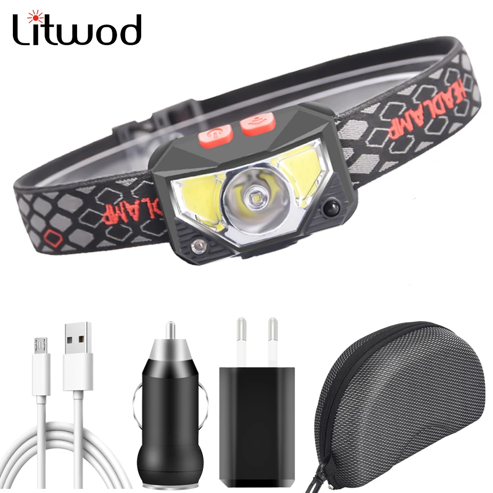 

Headlamp XP-G Q5 Built in Battery Head Flashlight Lamp Headlight Bulbs Lights Running Waterproof White Red Color C02 Sensor Led