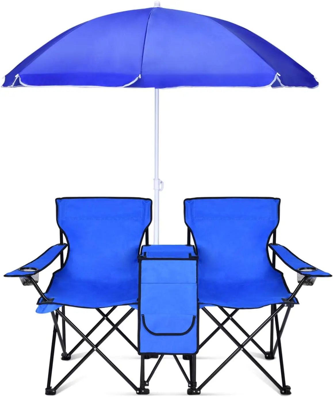 

Складной пляжный стул с зонтиком, настольным охладителем и сумкой, портативный компактный складной стул, Двухместный стул для кемпинга с навесом